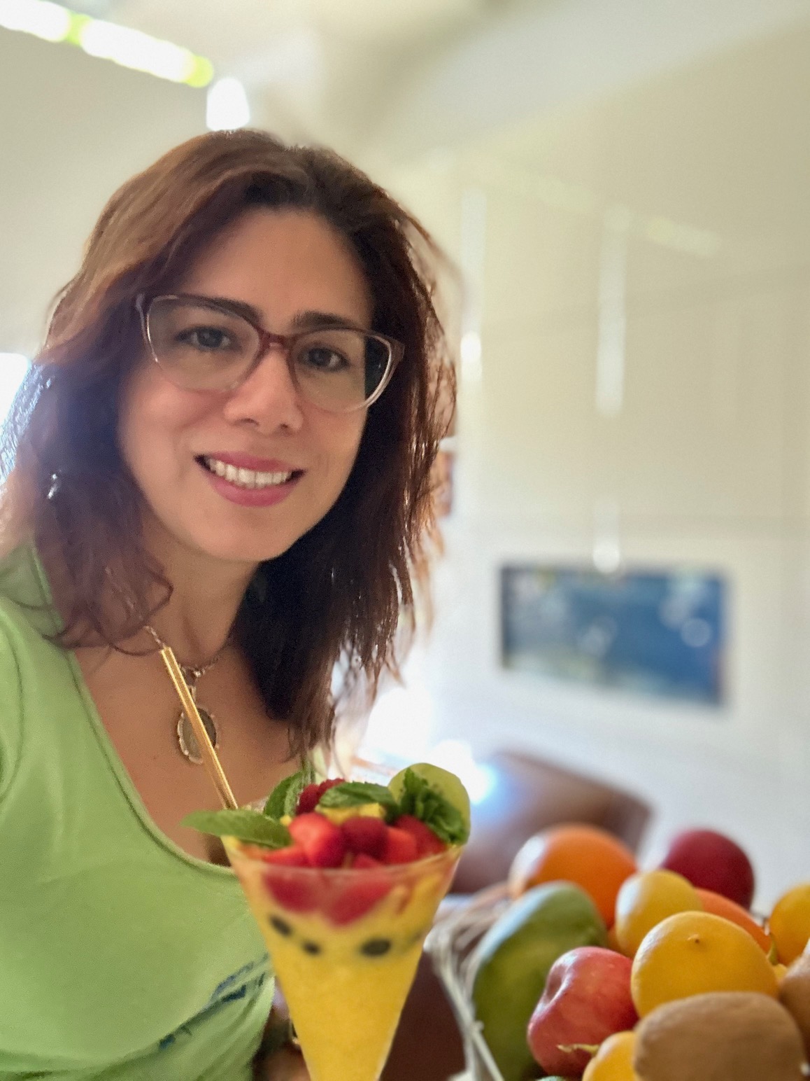 Carmen eating a healthy meal